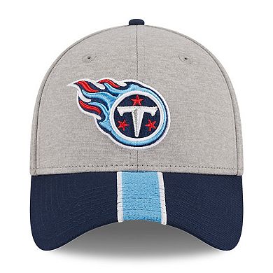 Men's New Era Heather Gray/Navy Tennessee Titans Striped 39THIRTY Flex Hat