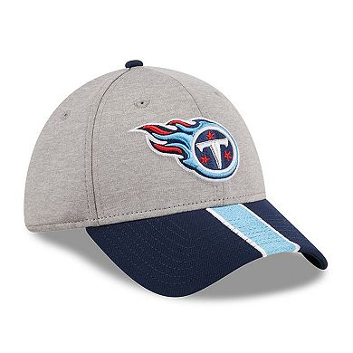 Men's New Era Heather Gray/Navy Tennessee Titans Striped 39THIRTY Flex Hat