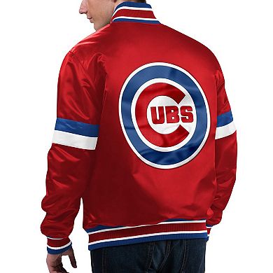 Men's Starter Red Chicago Cubs Home Game Satin Full-Snap Varsity Jacket