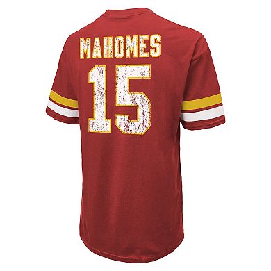 Men's Majestic Threads Patrick Mahomes Red Kansas City Chiefs Name & Number Oversize Fit T-Shirt