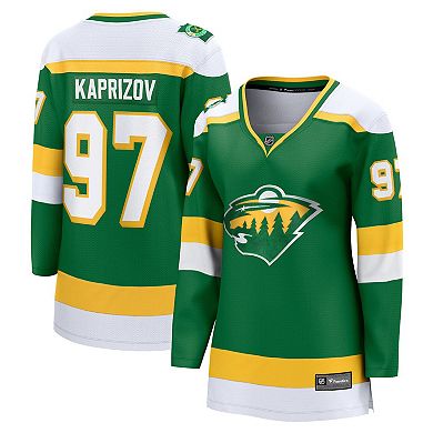 Women's Fanatics Branded Kirill Kaprizov Green Minnesota Wild 2023/24 Alternate Premier Breakaway Player Jersey