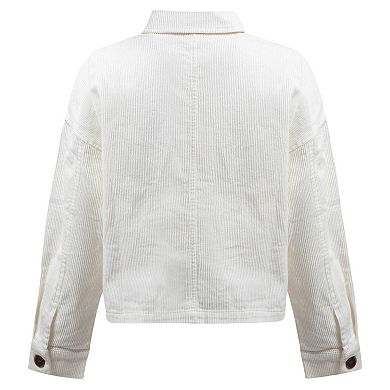 Women's Hype and Vice White Ohio State Buckeyes Corduroy Button-Up Jacket
