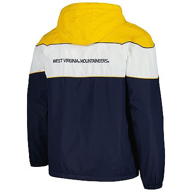 Men's G-III Sports by Carl Banks Navy West Virginia Mountaineers Center Line Half-Zip Raglan Hoodie Jacket