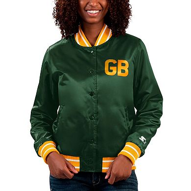 Women's Starter Green Green Bay Packers Full Count Satin Full-Snap Varsity Jacket