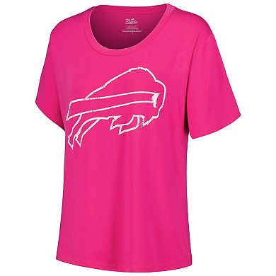 Women's Majestic Threads Josh Allen Pink Buffalo Bills Name & Number T-Shirt