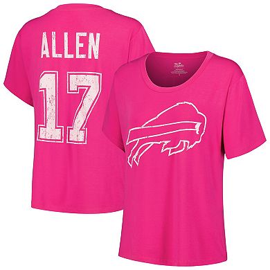Women's Majestic Threads Josh Allen Pink Buffalo Bills Name & Number T-Shirt