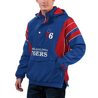 Men's Starter Royal Philadelphia 76ers Home Team Hoodie Half-Zip Jacket