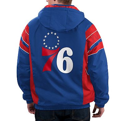 Men's Starter Royal Philadelphia 76ers Home Team Hoodie Half-Zip Jacket