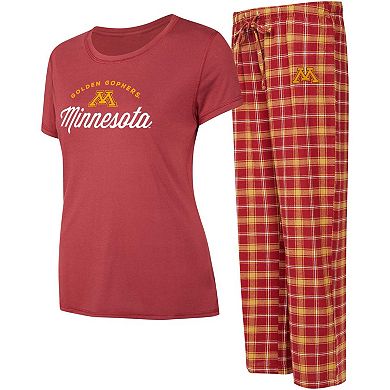 Women's Concepts Sport Maroon/Gold Minnesota Golden Gophers Arctic T-Shirt & Flannel Pants Sleep Set