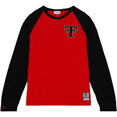 Men's Mitchell & Ness Red Texas Tech Red Raiders Legendary Slub Raglan Long Sleeve T-Shirt