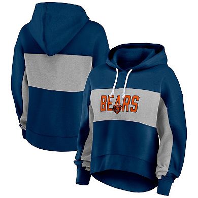 Women's Fanatics Branded  Navy Chicago Bears Filled Stat Sheet Pullover Hoodie