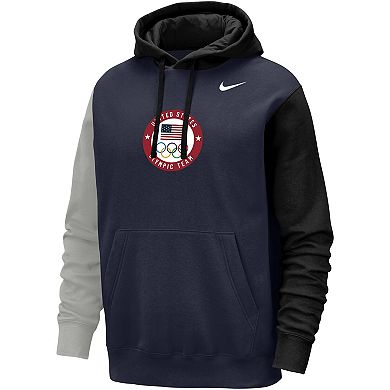 Men's Nike Navy/Black Team USA Colorblock Club Pullover Hoodie