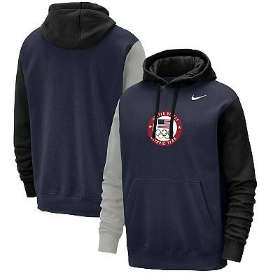 Men's Nike Navy/Black Team USA Colorblock Club Pullover Hoodie