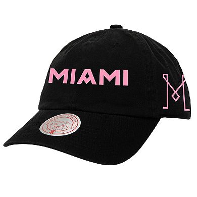 Men's Mitchell & Ness  Black Inter Miami CF Wordmark Dad Adjustable Hat
