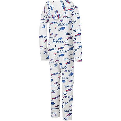 Women's Concepts Sport  Cream Buffalo Bills Docket Hoodie Full-Zip Union Suit