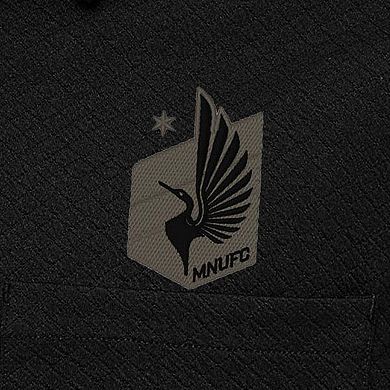 Men's Antigua Black Minnesota United FC Streamer Diamond Button-Up Shacket