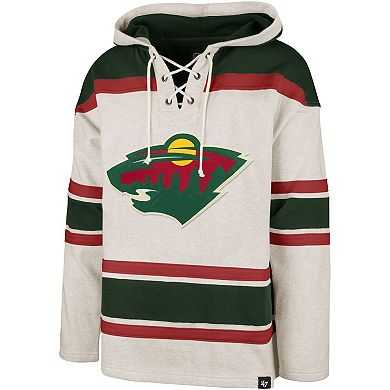 Men's '47 Oatmeal Minnesota Wild Rockaway Lacer Pullover Hoodie