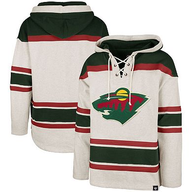 Men's '47 Oatmeal Minnesota Wild Rockaway Lacer Pullover Hoodie