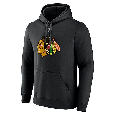 Men's Fanatics Branded Connor Bedard Black Chicago Blackhawks Authentic Stack Name & Number Tri-Blend Pullover Hoodie