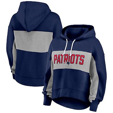 Women's Fanatics Branded Navy New England Patriots Filled Stat Sheet Pullover Hoodie