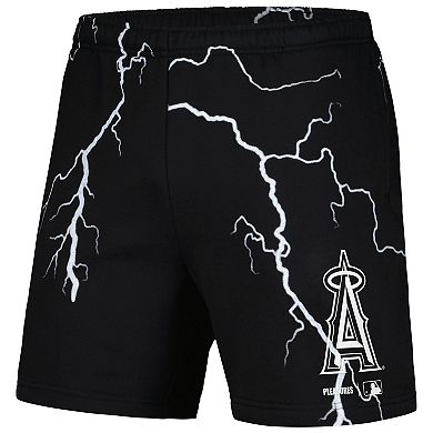 Men's PLEASURES Black Los Angeles Angels Lightning Shorts