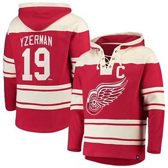 Men's '47 Steve Yzerman Red Detroit Red Wings Player Lacer Pullover Hoodie