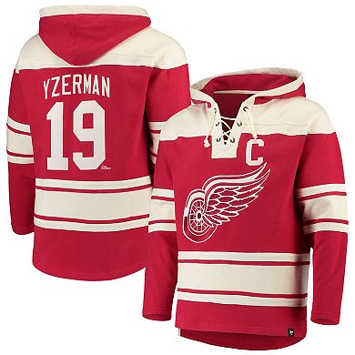 Men's '47 Steve Yzerman Red Detroit Red Wings Player Lacer Pullover Hoodie