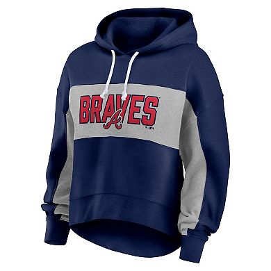 Women's Fanatics Branded Navy Atlanta Braves Filled Stat Sheet Pullover Hoodie