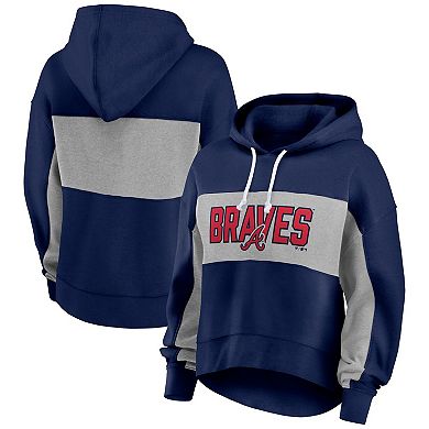 Women's Fanatics Branded Navy Atlanta Braves Filled Stat Sheet Pullover Hoodie
