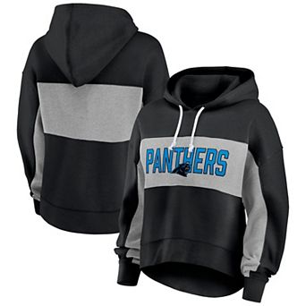 Women's Fanatics Black Carolina Panthers Filled Stat Sheet Lighweight Modest Crop Hoodie