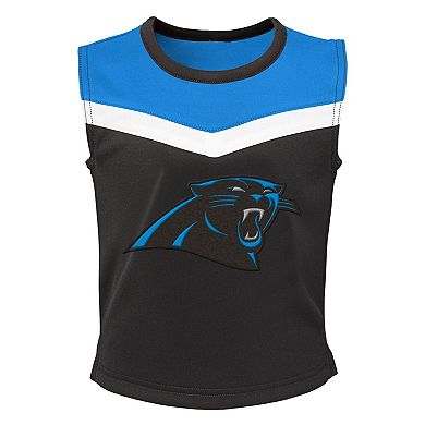 Girls Preschool Black Carolina Panthers Spirit Cheerleader Two-Piece Set with Bloomers