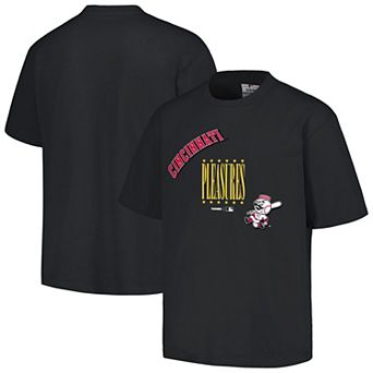 Men's PLEASURES Black Cincinnati Reds Repurpose T-Shirt