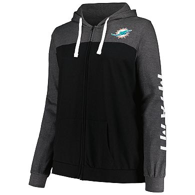 Women's Fanatics Branded Heather Charcoal Miami Dolphins Plus Size City Ties Full-Zip Hoodie
