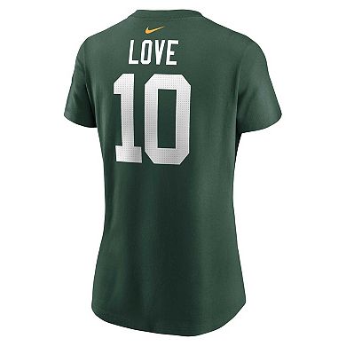 Women's Nike Jordan Love Green Green Bay Packers Player Name & Number T-Shirt
