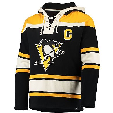 Men's '47 Sidney Crosby Black Pittsburgh Penguins Player Name & Number Lacer Pullover Hoodie