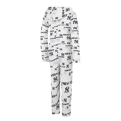 Women's Concepts Sport White New York Yankees Docket Microfleece Union Hooded Zippered Bodysuit