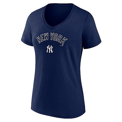 Women's Fanatics Branded Navy New York Yankees Team Lockup V-Neck T-Shirt