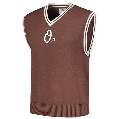 Men's PLEASURES Brown Baltimore Orioles Knit V-Neck Pullover Sweater Vest