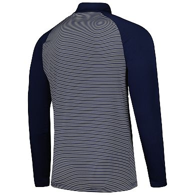 Men's Levelwear Navy Atlanta Braves Charter Striped Raglan Quarter-Zip Top