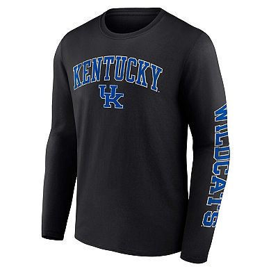 Men's Fanatics Branded Black Kentucky Wildcats Distressed Arch Over Logo Long Sleeve T-Shirt