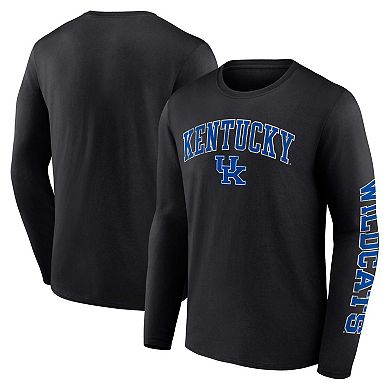 Men's Fanatics Branded Black Kentucky Wildcats Distressed Arch Over Logo Long Sleeve T-Shirt