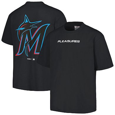 Men's PLEASURES Black Miami Marlins Ballpark T-Shirt