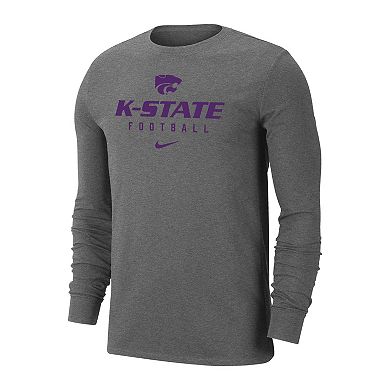 Men's Nike Heather Gray Kansas State Wildcats Changeover Performance Long Sleeve T-Shirt
