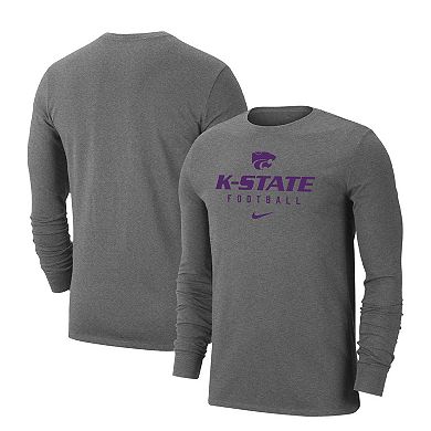 Men's Nike Heather Gray Kansas State Wildcats Changeover Performance Long Sleeve T-Shirt