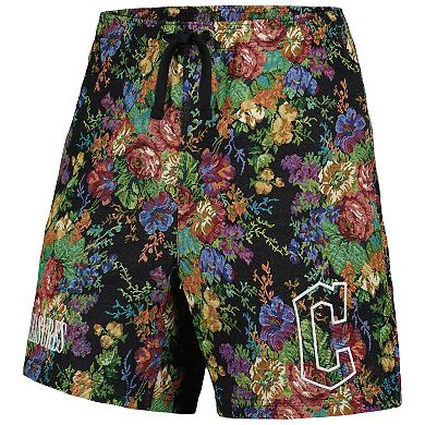 Men's PLEASURES Black Cleveland Guardians Floral Shorts
