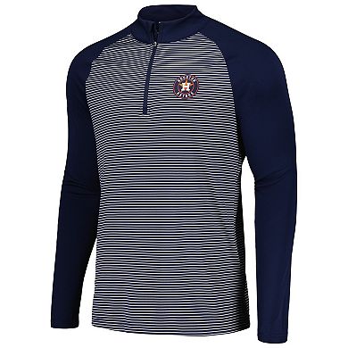 Men's Levelwear Navy Houston Astros Charter Striped Raglan Quarter-Zip Top