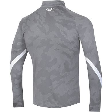 Men's Under Armour Steel Wisconsin Badgers Game Day Camo Raglan Quarter-Zip Top