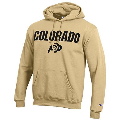 Men's Champion Gold Colorado Buffaloes Straight Over Logo Powerblend Pullover Hoodie