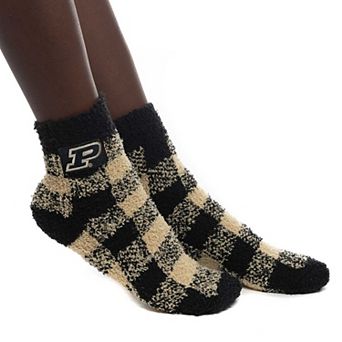 Women's ZooZatz Purdue Boilermakers Fuzzy Buffalo Check Ankle Socks