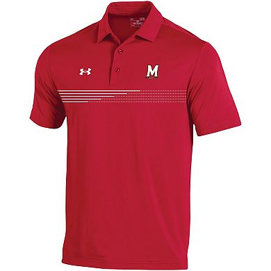 Men's Under Armour Red Maryland Terrapins Tee To Green Stripe Polo